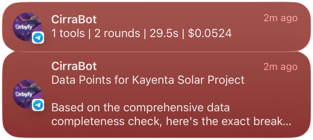 Cirra AI Kayenta Solar Project analysis on mobile